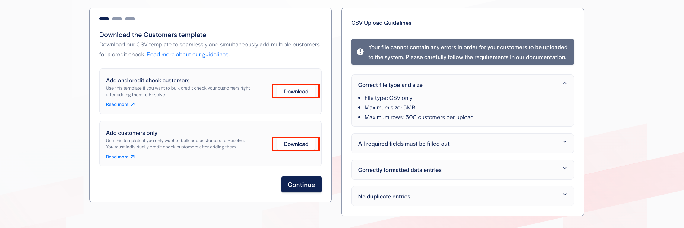 Bulk Add & Credit Check Customers